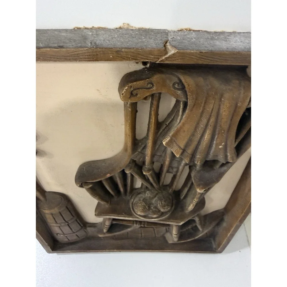 Vintage Burwood Country Wood Wall Plaque Rocking Chair Cottagecore 9-1/2
